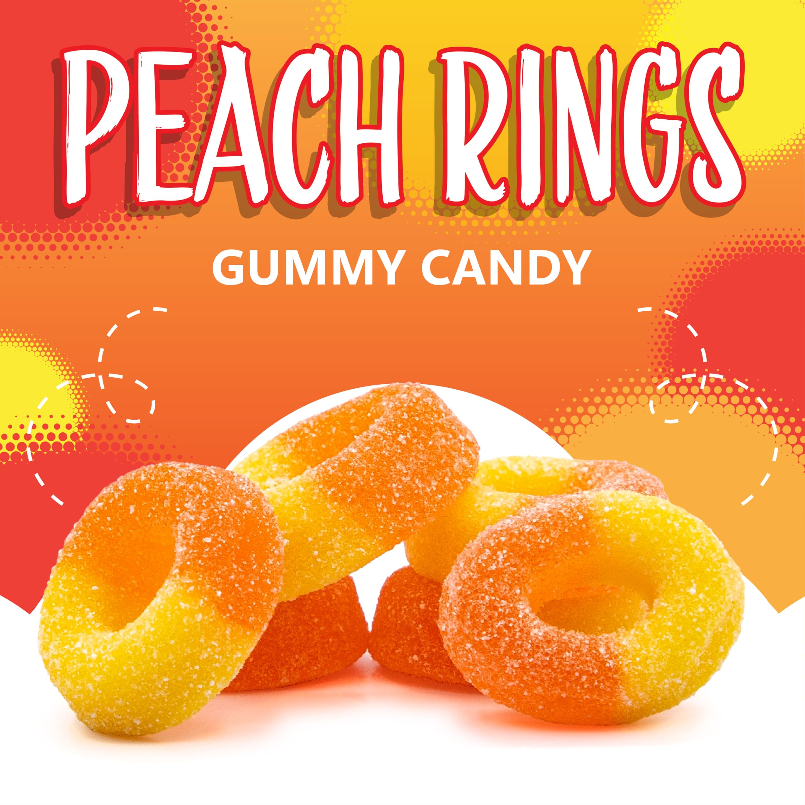 Peach Rings Gummy Candy 1-Pound Bag | Classic Sweet and Sour Candy